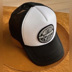 Upcycled 1990s Harley Davidson Patch on Adult Trucker Hat